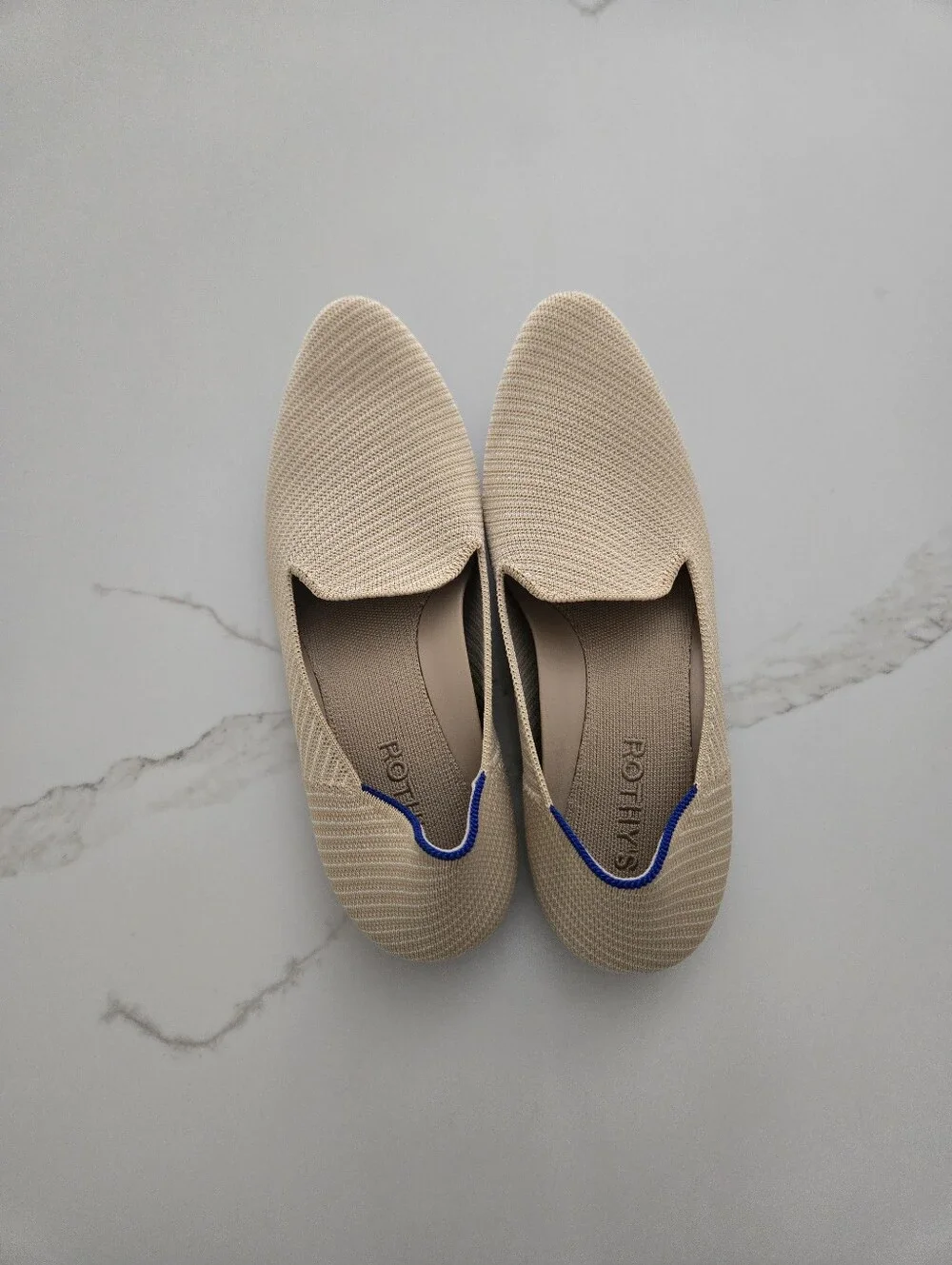 Rothy's Beige Knit Almond Loafers